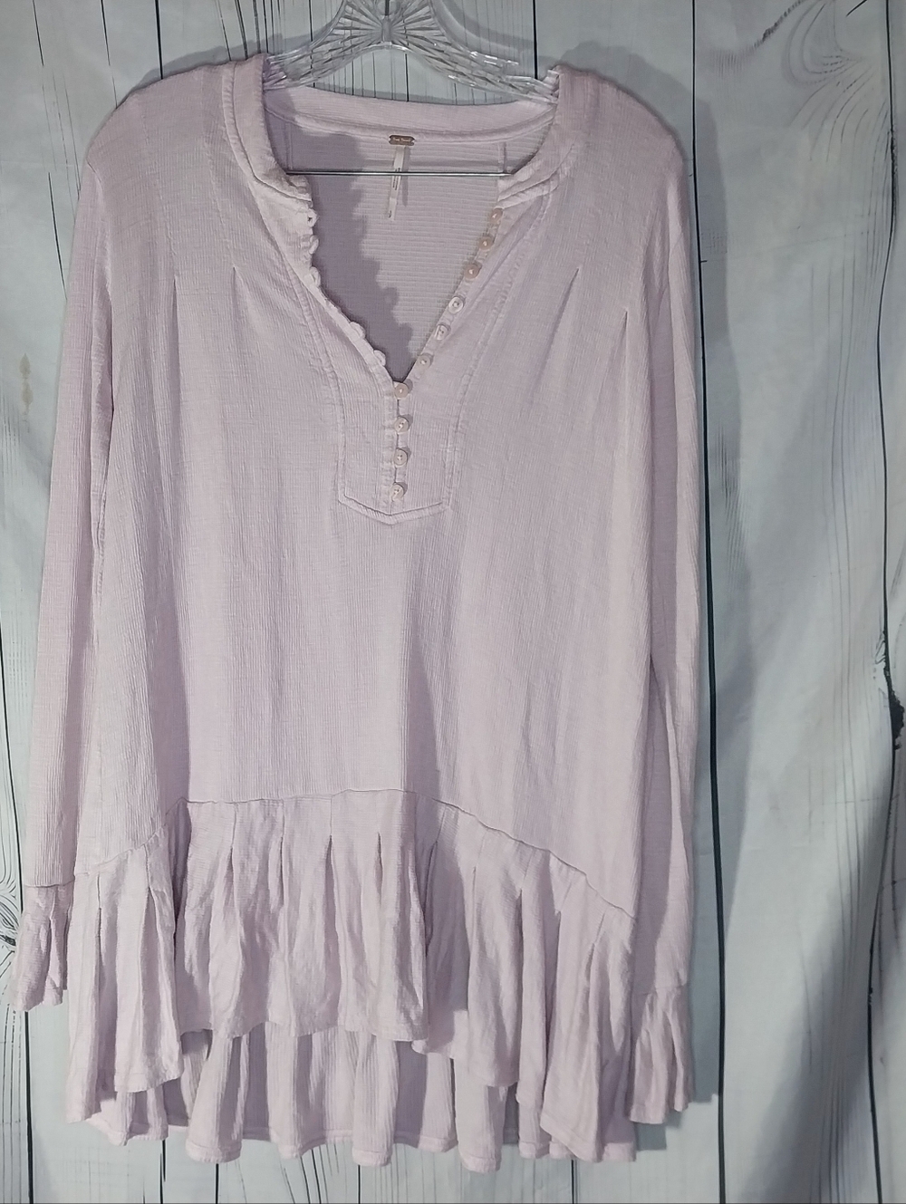 Free People Your Girl Ruffle-Hem Long Sleeve Tunic Boho Oversized Top